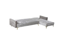 Iconic Home Amandal Right Facing Velvet Sectional Sofa Sleeper Bed 