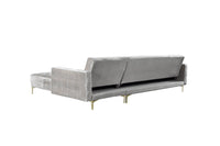 Iconic Home Amandal Right Facing Velvet Sectional Sofa Sleeper Bed 