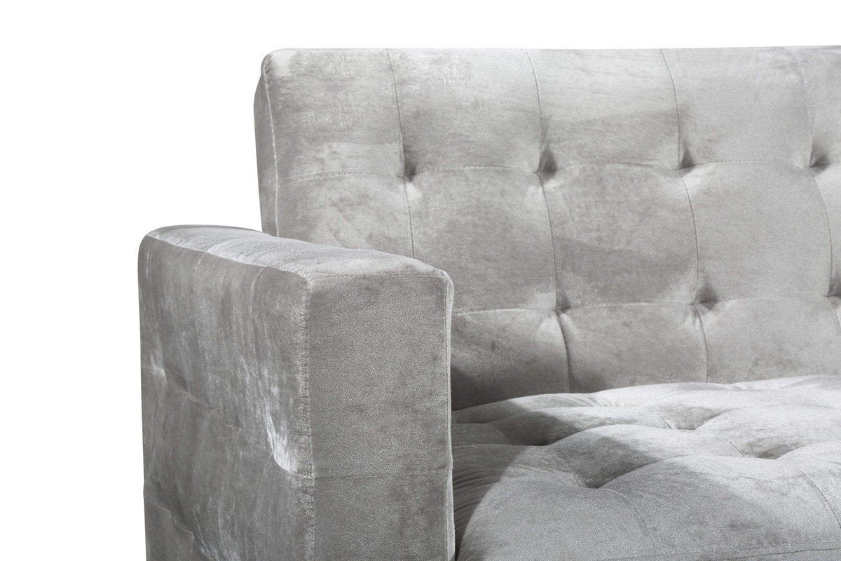 Iconic Home Amandal Right Facing Velvet Sectional Sofa Sleeper Bed 