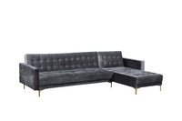Iconic Home Amandal Right Facing Velvet Sectional Sofa Sleeper Bed 