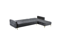 Iconic Home Amandal Right Facing Velvet Sectional Sofa Sleeper Bed 