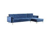 Iconic Home Amandal Right Facing Velvet Sectional Sofa Sleeper Bed 