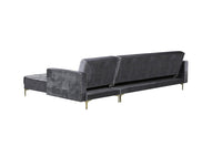 Iconic Home Amandal Right Facing Velvet Sectional Sofa Sleeper Bed 