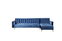 Iconic Home Amandal Right Facing Velvet Sectional Sofa Sleeper Bed 