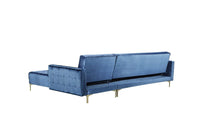 Iconic Home Amandal Right Facing Velvet Sectional Sofa Sleeper Bed 