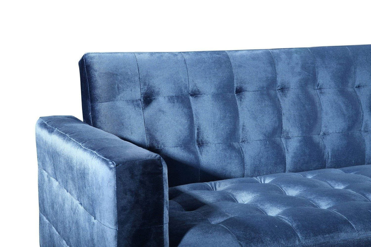 Iconic Home Amandal Right Facing Velvet Sectional Sofa Sleeper Bed 