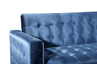 Iconic Home Amandal Right Facing Velvet Sectional Sofa Sleeper Bed 