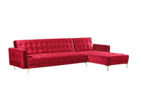 Iconic Home Amandal Right Facing Velvet Sectional Sofa Sleeper Bed 