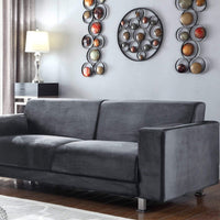Iconic Home Amarillo Plush Velvet Sofa Grey