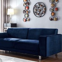 Iconic Home Amarillo Plush Velvet Sofa Navy