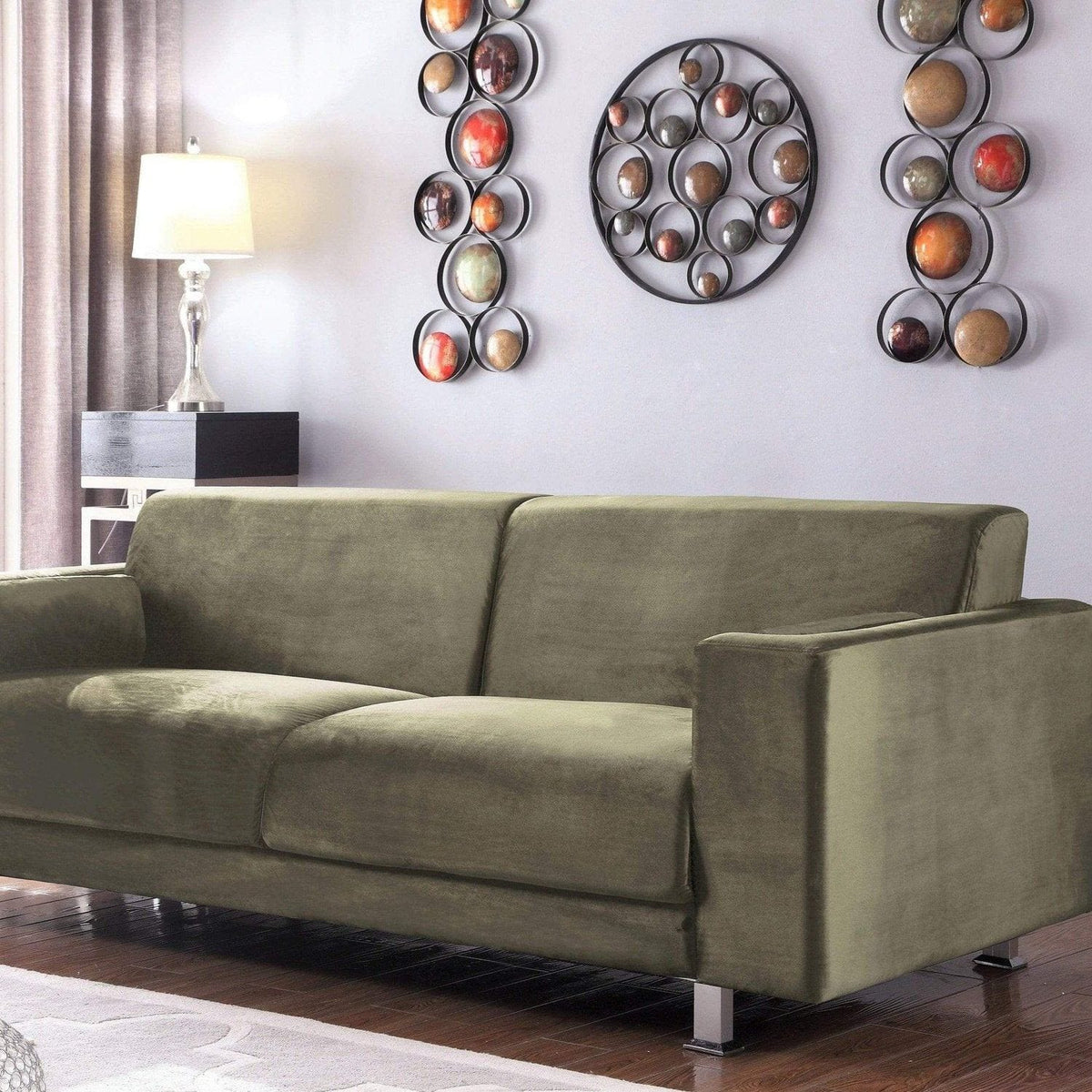 Iconic Home Amarillo Plush Velvet Sofa Taupe