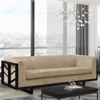 Iconic Home Arianna Linen Textured Sofa Gold
