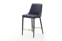 Iconic Home Arwen Faux Leather Counter Stool Chair Gold Footrest 