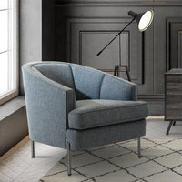 Iconic Home Astoria Linen Textured Club Chair Blue