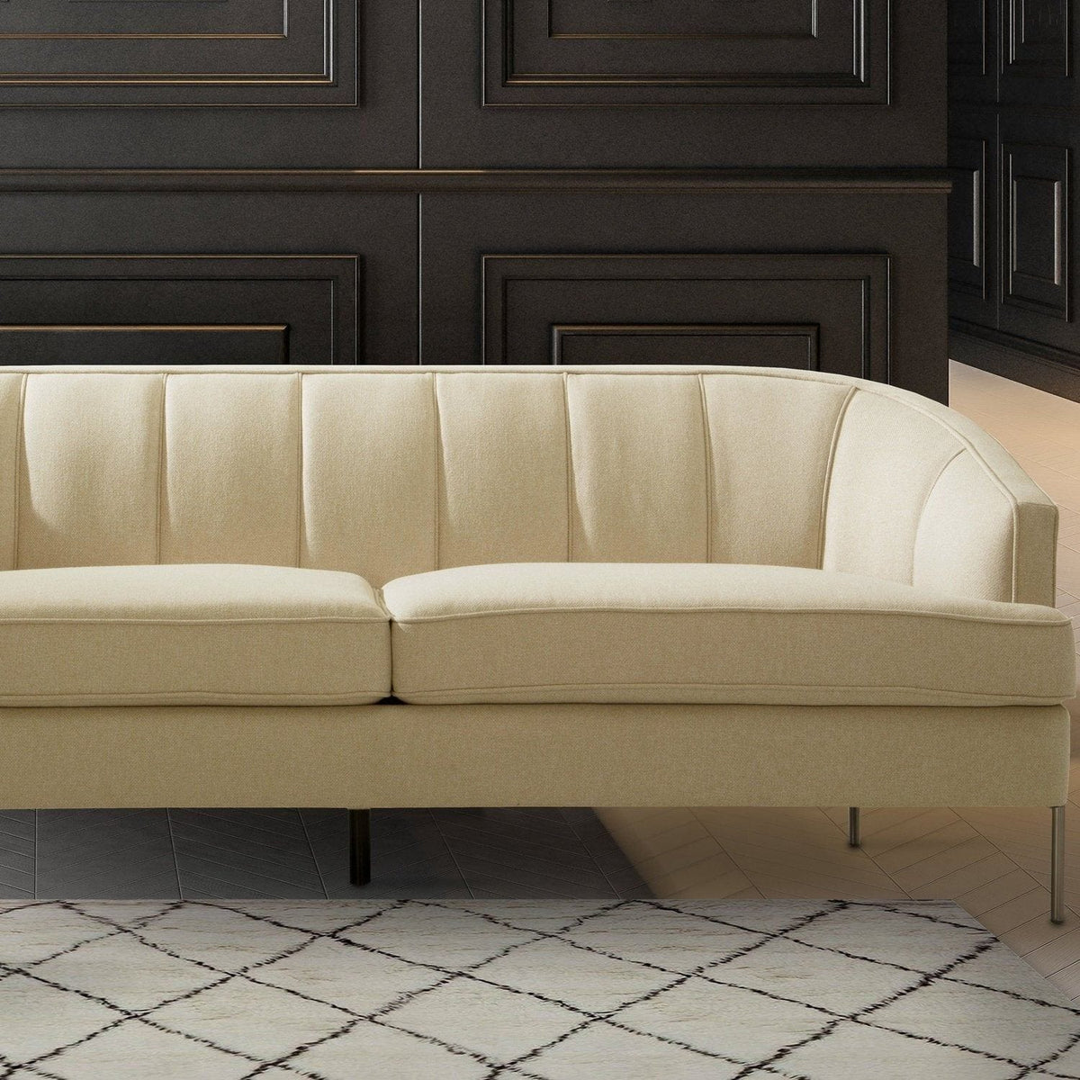 Iconic Home Astoria Linen Textured Sofa Beige
