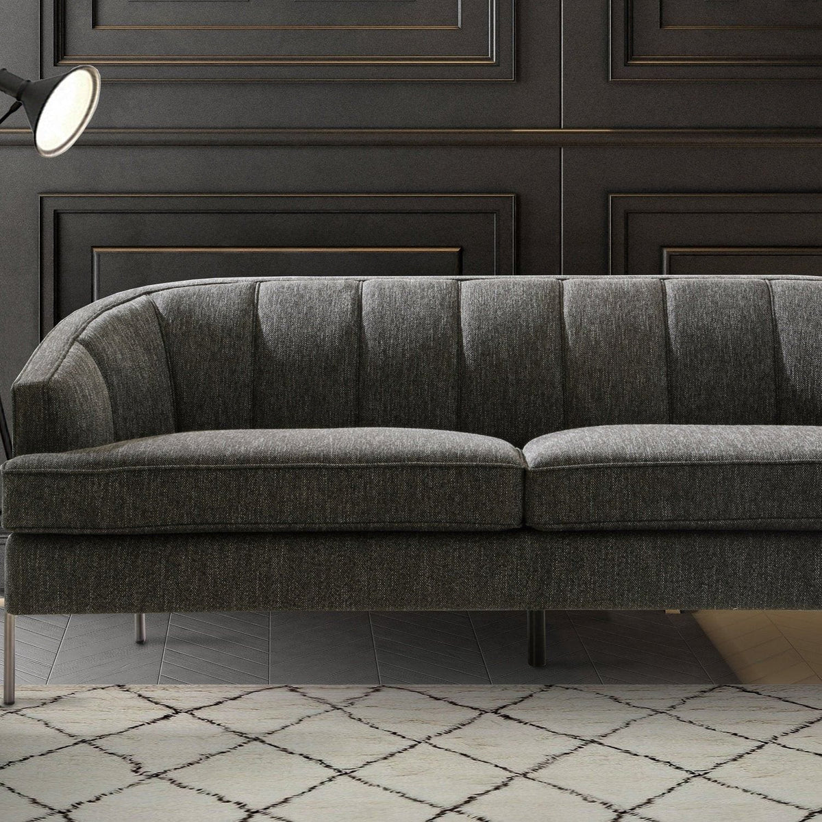 Iconic Home Astoria Linen Textured Sofa Black