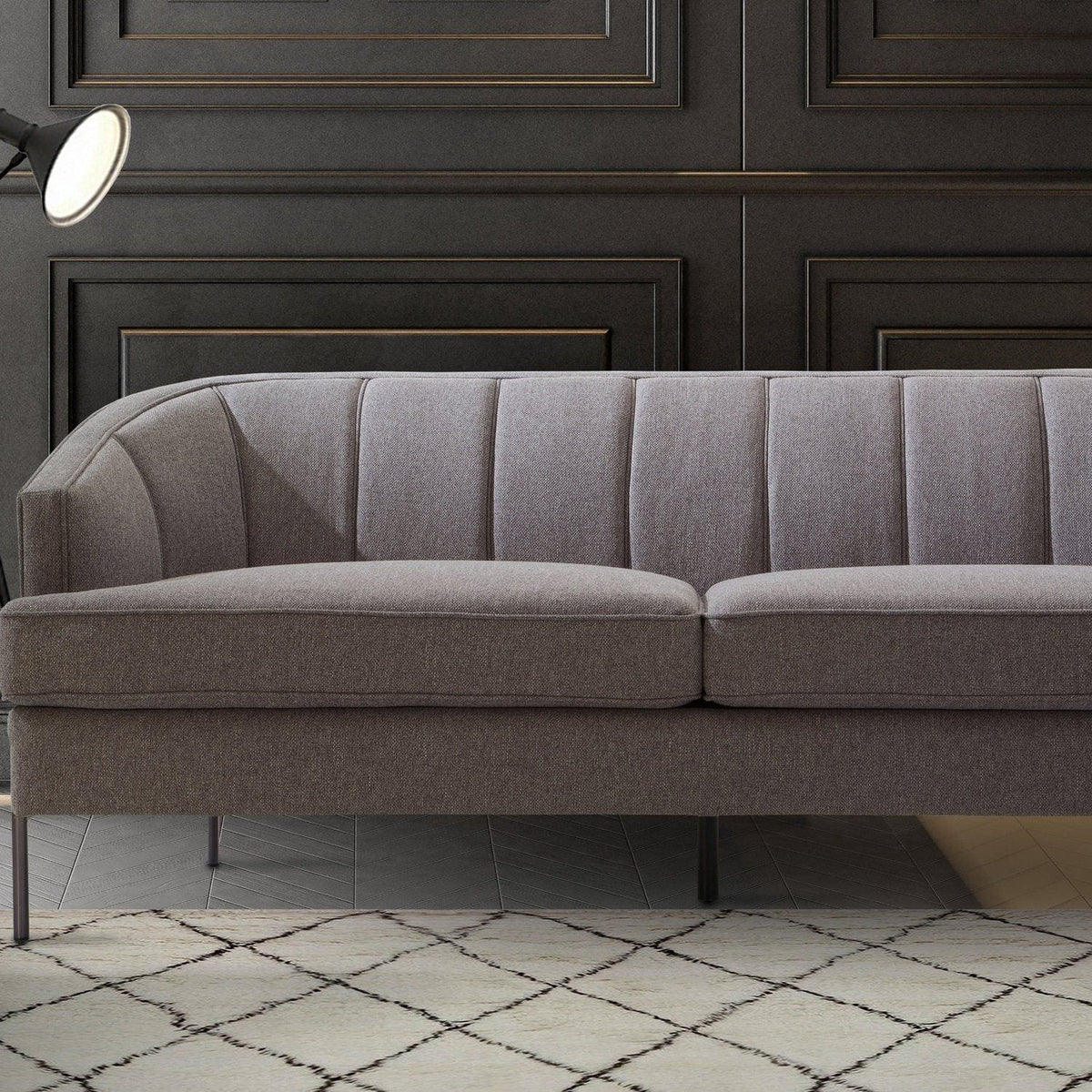 Iconic Home Astoria Linen Textured Sofa Grey