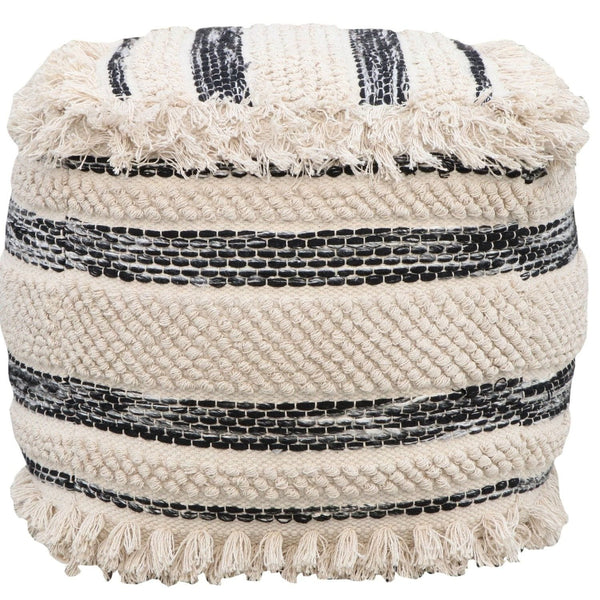 Iconic Home Aya Cotton Wool Square Ottoman Pouf 