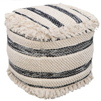 Iconic Home Aya Cotton Wool Square Ottoman Pouf 