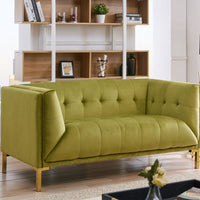 Iconic Home Azalea Tufted Velvet Loveseat Sofa Olive