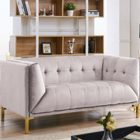 Iconic Home Azalea Tufted Velvet Loveseat Sofa Silver