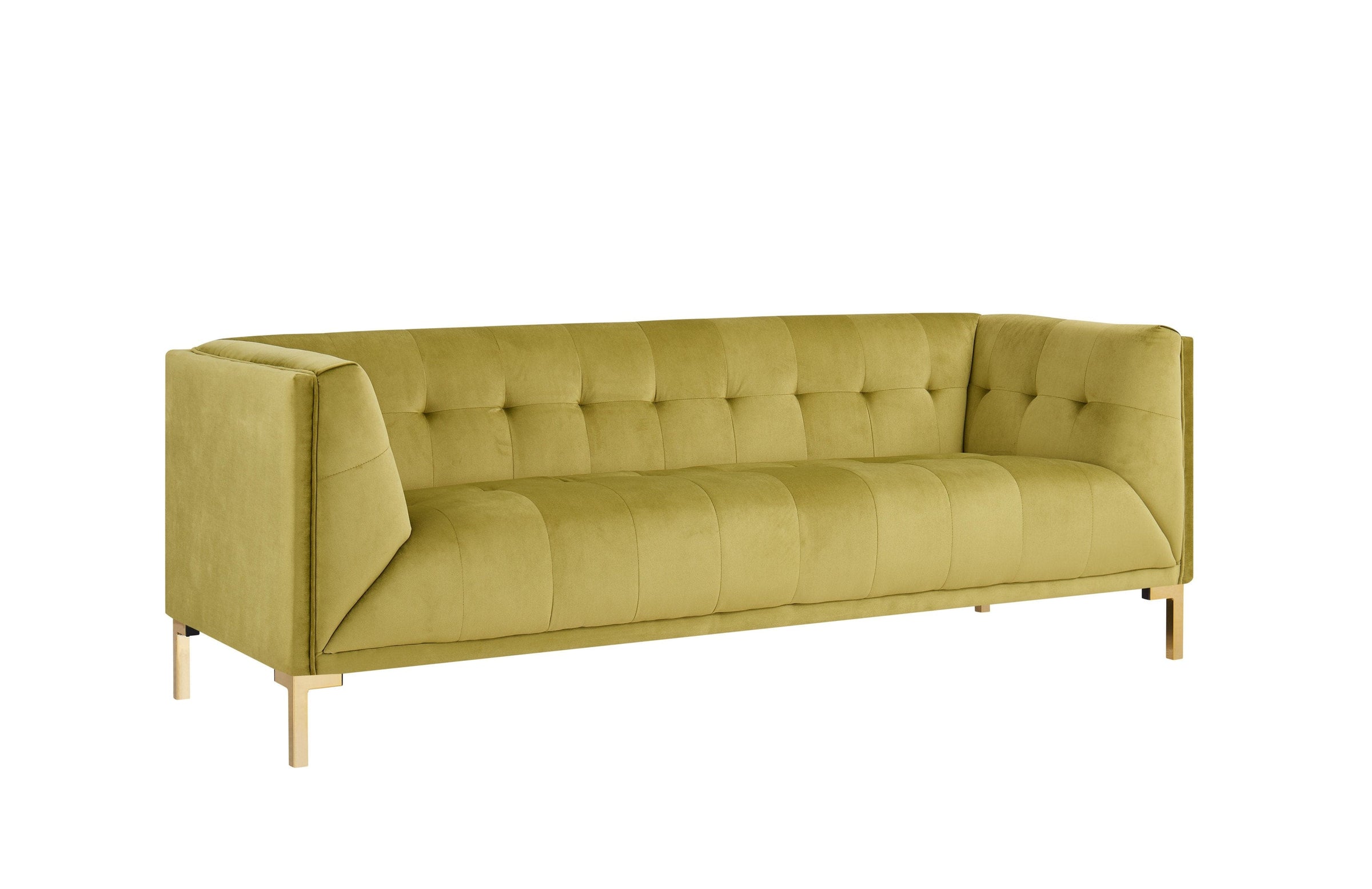 Iconic Home Azalea Tufted Velvet Upholstered Loveseat Sofa Gold Y