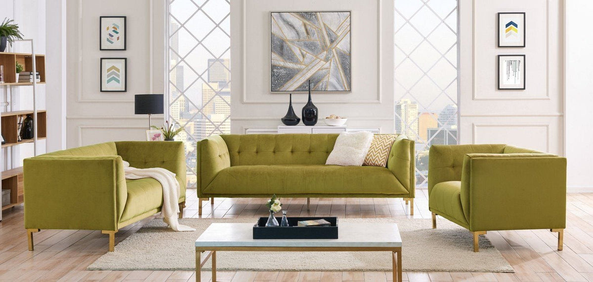 Iconic Home Azalea Tufted Velvet Sofa 