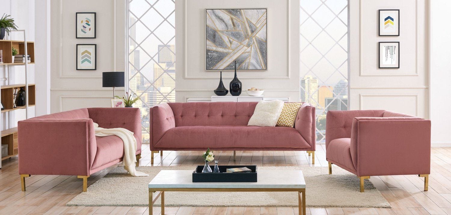 Tufted velvet 2025 living room set