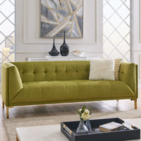 Iconic Home Azalea Tufted Velvet Sofa Olive