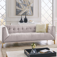 Iconic Home Azalea Tufted Velvet Sofa Silver