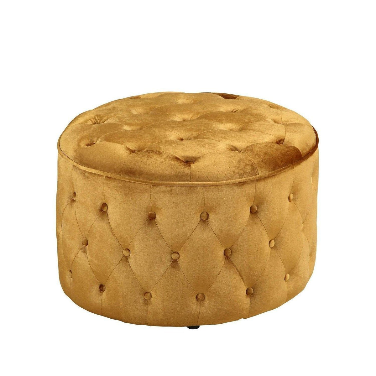 Iconic Home Batya Tufted Velvet Round Ottoman Pouf 