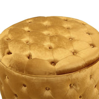 Iconic Home Batya Tufted Velvet Round Ottoman Pouf 