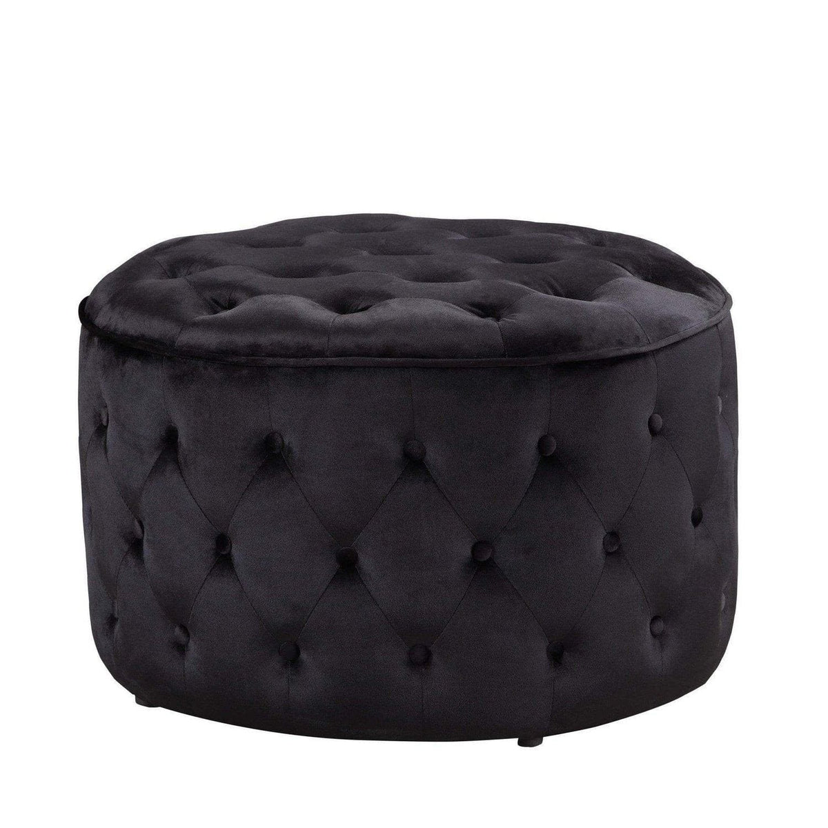 Iconic Home Batya Tufted Velvet Round Ottoman Pouf 