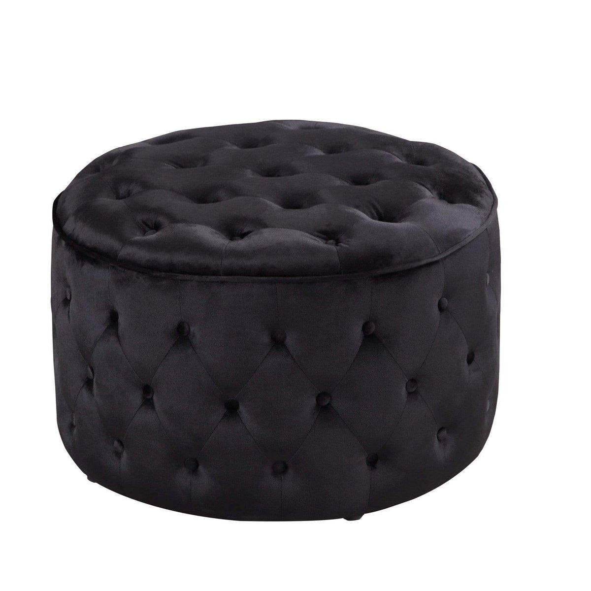 Iconic Home Batya Tufted Velvet Round Ottoman Pouf 