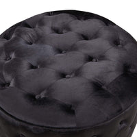 Iconic Home Batya Tufted Velvet Round Ottoman Pouf 