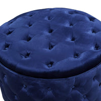 Iconic Home Batya Tufted Velvet Round Ottoman Pouf 