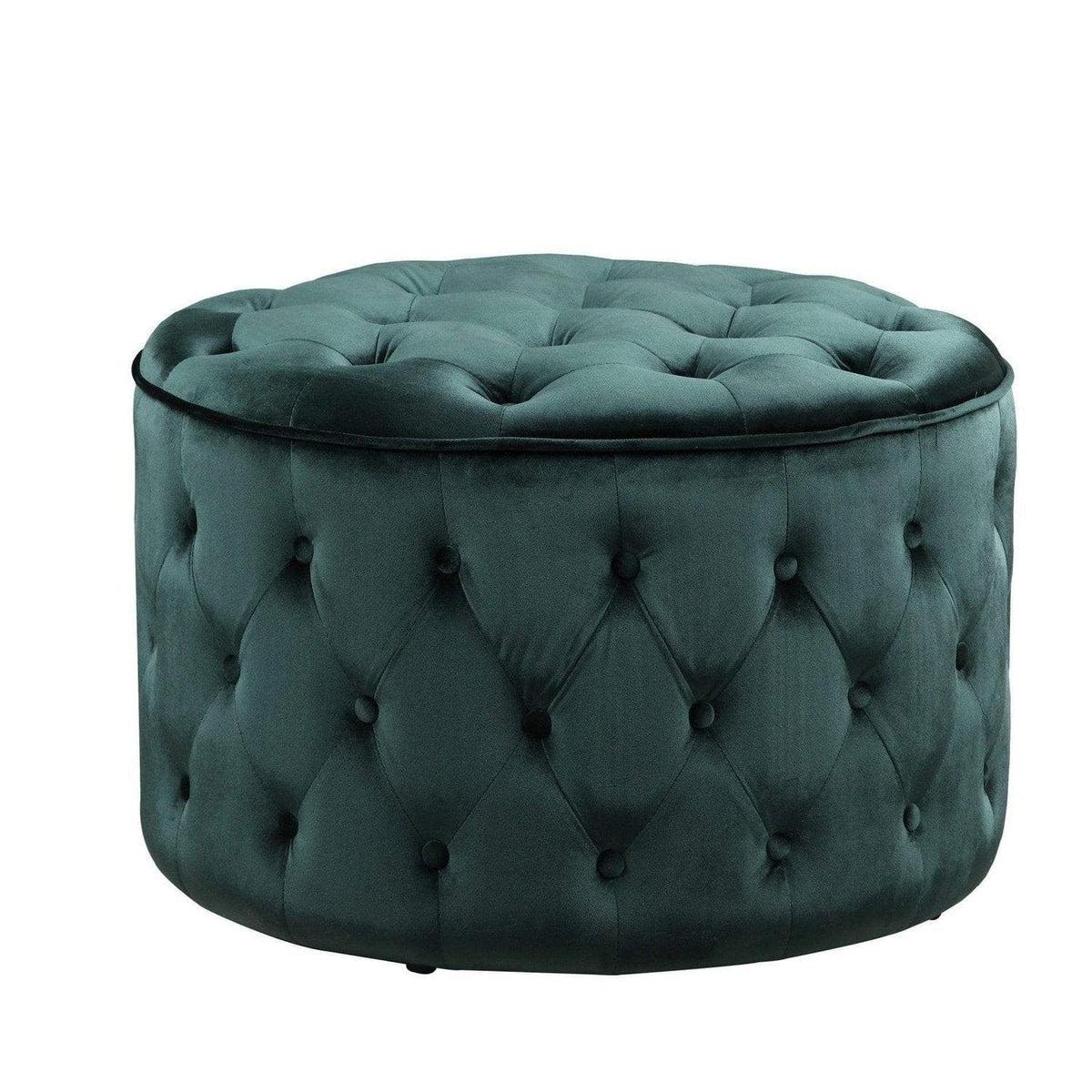 Iconic Home Batya Tufted Velvet Round Ottoman Pouf 