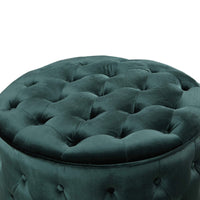 Iconic Home Batya Tufted Velvet Round Ottoman Pouf 