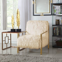 Iconic Home Bayla Faux Fur Accent Club Chair Beige