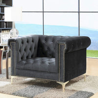 Iconic Home Bea Tufted Velvet Club Chair Grey