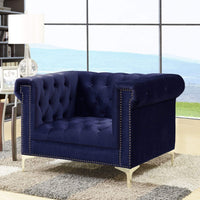 Iconic Home Bea Tufted Velvet Club Chair Navy