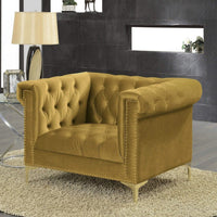 Iconic Home Bea Tufted Velvet Club Chair Cognac