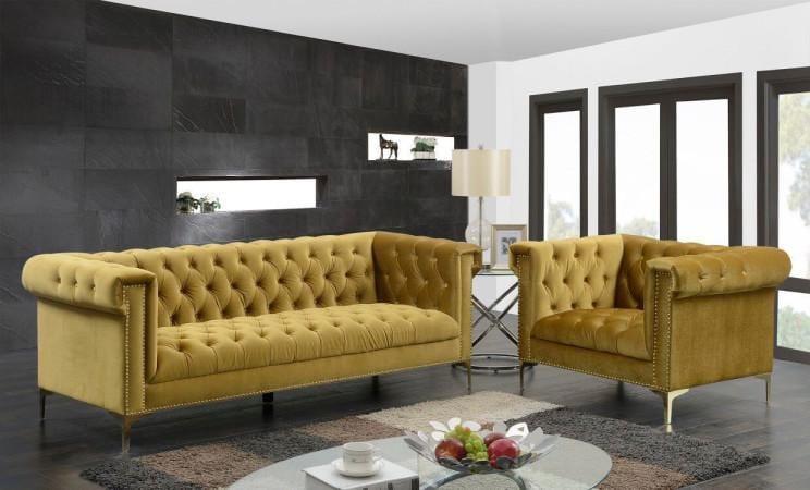 Iconic Home Bea Velvet Button Tufted Sofa 