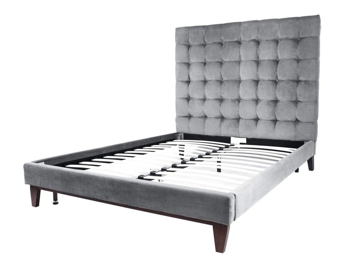 Iconic Home Beethoven Tufted Velvet Bed Frame With Headboard 