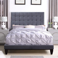 Iconic Home Beethoven Tufted Velvet Bed Frame With Headboard Grey