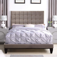 Iconic Home Beethoven Tufted Velvet Bed Frame With Headboard Taupe