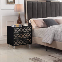 Iconic Home Bergamo Nightstand | End Side Table Black