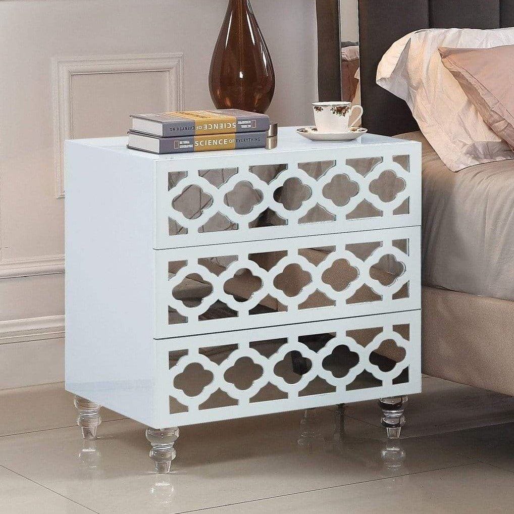 Iconic Home Bergamo Nightstand | End Side Table White
