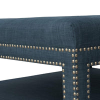 Iconic Home Bina Tufted Linen Coffee Table Ottoman 