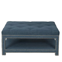 Iconic Home Bina Tufted Linen Coffee Table Ottoman 